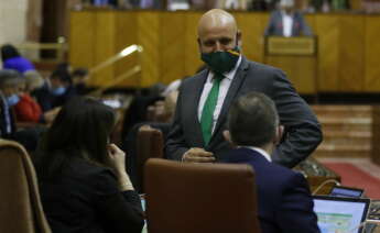 GRAFAND6406. SEVILLA, 24/02/2022.-El diputado de Vox Rodrigo Alons durante su intervención en el pleno del Parlamento de Andalucía, hoy jueves en Sevilla. EFE/José Manuel Vidal.