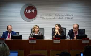 Algunos de los directivos de AIReF, durante la presentación del Informe sobre los Proyectos y Líneas Fundamentales de los Presupuestos para 2024.