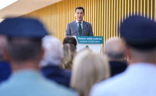 El presidente de la Junta de Andalucía, Juanma Moreno, interviene durante la inauguración la nueva sede judicial de Lucena, a 9 de septiembre de 2024 en Córdoba (Andalucía, España). El presidente de la Junta, Juanma Moreno, inaugura la nueva sede judicial en Lucena para esta zona fiscal de Córdoba. Joaquin Corchero / Europa Press 09/9/2024