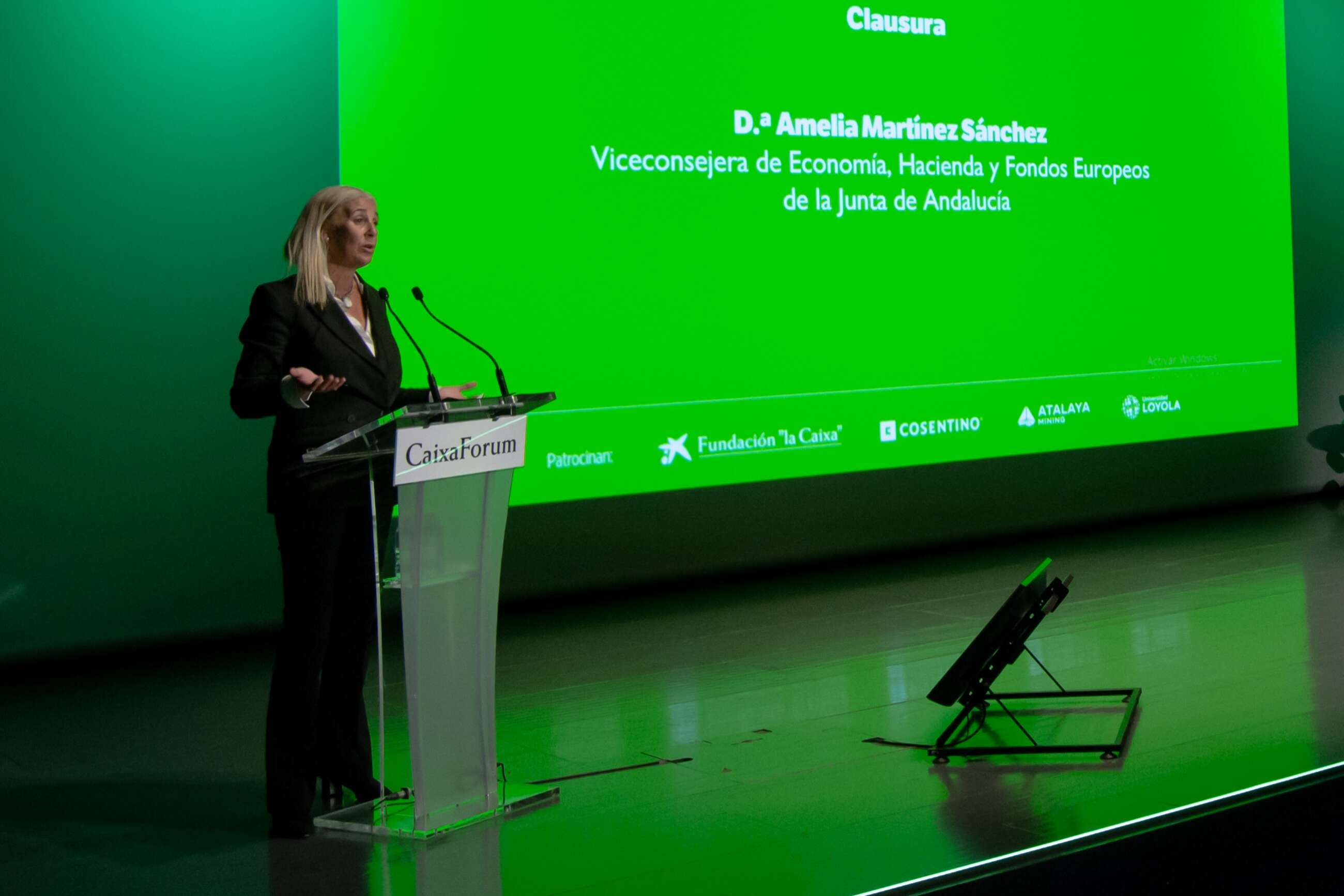 Amelia Martínez, viceconsejera de Economía, Hacienda y Fondos Europeos de la Junta de Andalucía, durante la clausura de la presentación del Atlas de la Empresa Comprometida de Andalucía