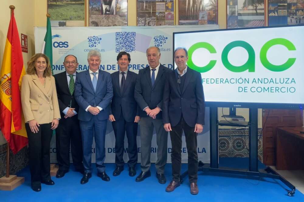 Los presidentes de las patronales comerciales de Almería, Cádiz, Huelva, Málaga y Sevilla.