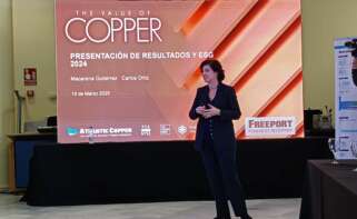 Macarena Gutiérrez, consejera delegada de Atlantic Copper, durante la presentación de los resultados de la compañía en 2024.