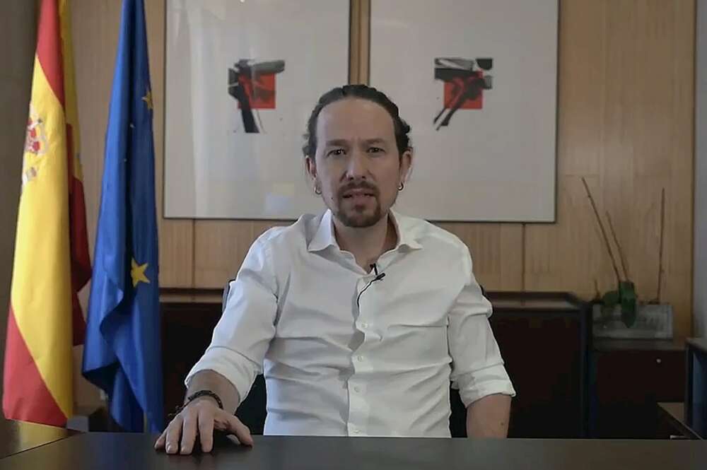 Pablo Iglesias en una imagen del video con el que anunció su salida del Gobierno para concurrir a los comicios autonómicos por Madrid. Efe