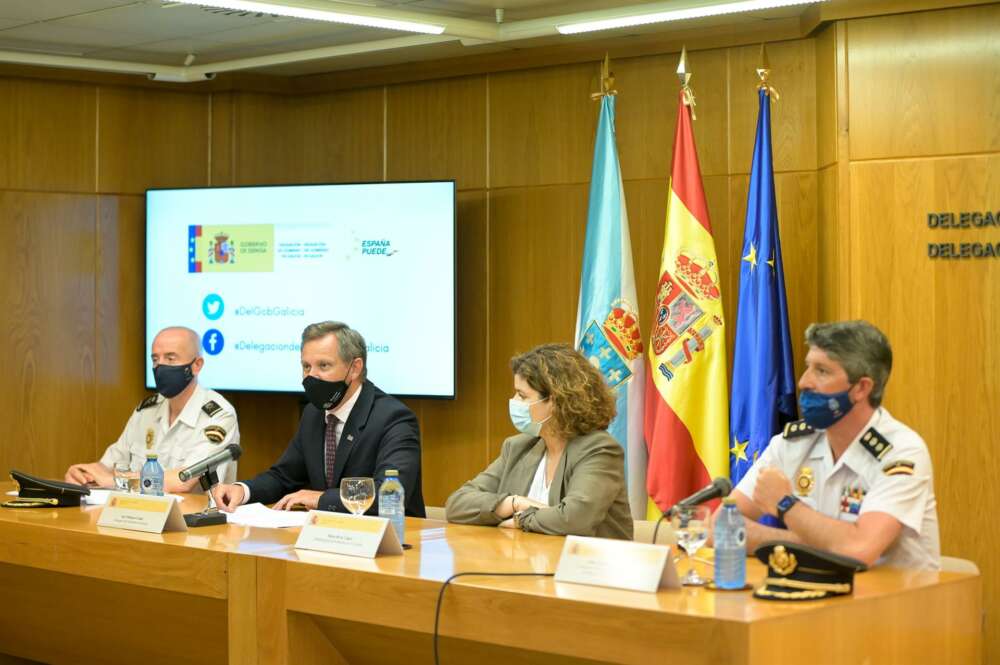 El jefe superior de Policía de Galicia, José Luis Balseiro; el delegado del Gobierno en Galicia, José Miñones; la subdelegada en A Coruña,María Rivas y el comisario jefe de la brigada provincial Pedro Agudo informan sobre el crimen de Samuel Luiz - M. Dylan - Europa Press