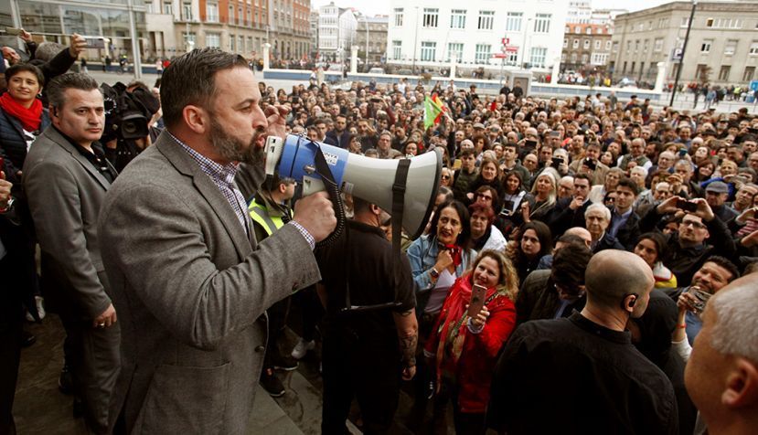 Santiago Abascal durante un mitin en A Coruña / EFE