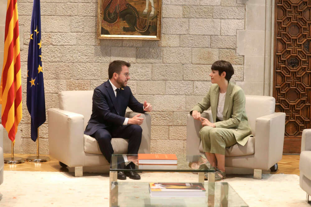 Ana Pontón y Pere Aragonés en su encuentro en el Palau de la Generalitat