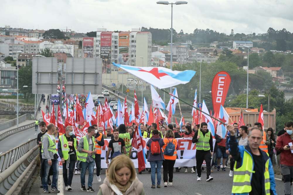 Movilización en la tercera jornada de huelga del sector siderometal en la provincia de A Coruña