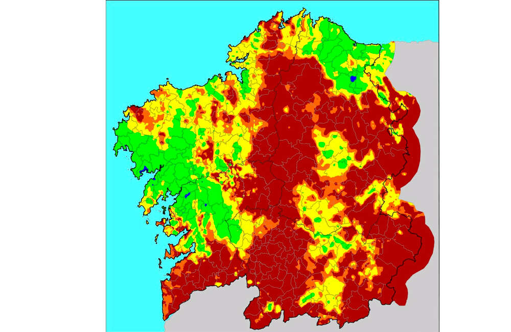 Mapa índice de riesgo diario forestal de Galicia