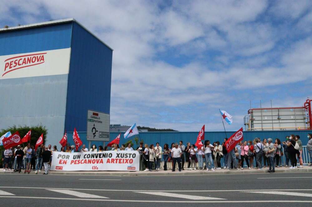 Protestas de trabajadores de Nueva Pescanova en Arteixo