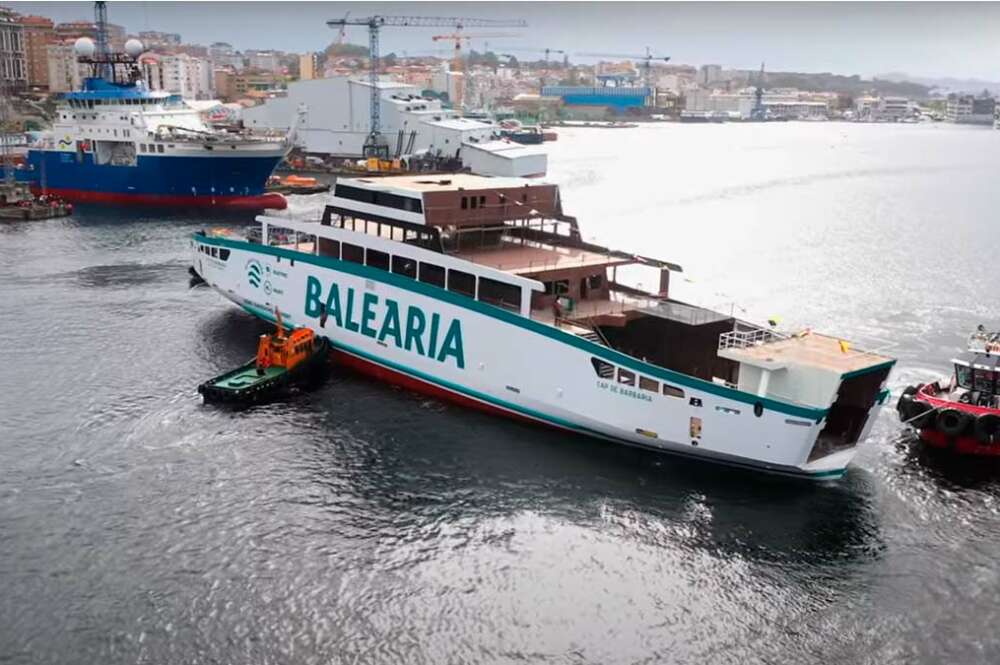 Botadura y bautizo del ferri eléctrico 'Cap de Barbaria'