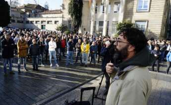 Manifestación del naval en Vigo tras la muerte de un operario