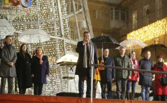 Abel Caballero, durante el apagado del alumbrado navideño en Vigo