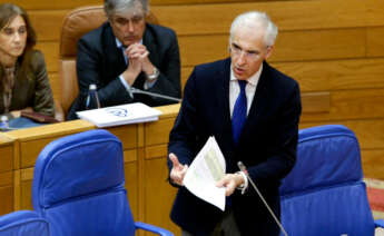 El vicepresidente primero de la Xunta, Francisco Conde, en el pleno del Parlamento de Galicia