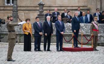 Feijóo, durante su participación en la ofrenda al Apóstol / Europa Press