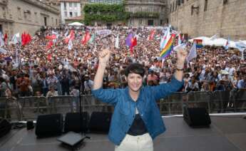 La portavoz nacional del Bloque Nacionalista Galego, Ana Pontón, participa en una en la Praza da Quintana el 25 de julio / Europa Press