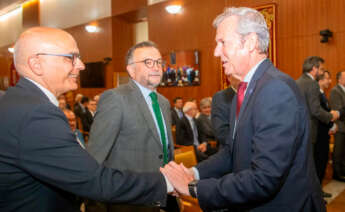 Alfonso Rueda en la toma de posesión de Juan Carlos Aladro en el Consello de Contas este miércoles 2 de agosto