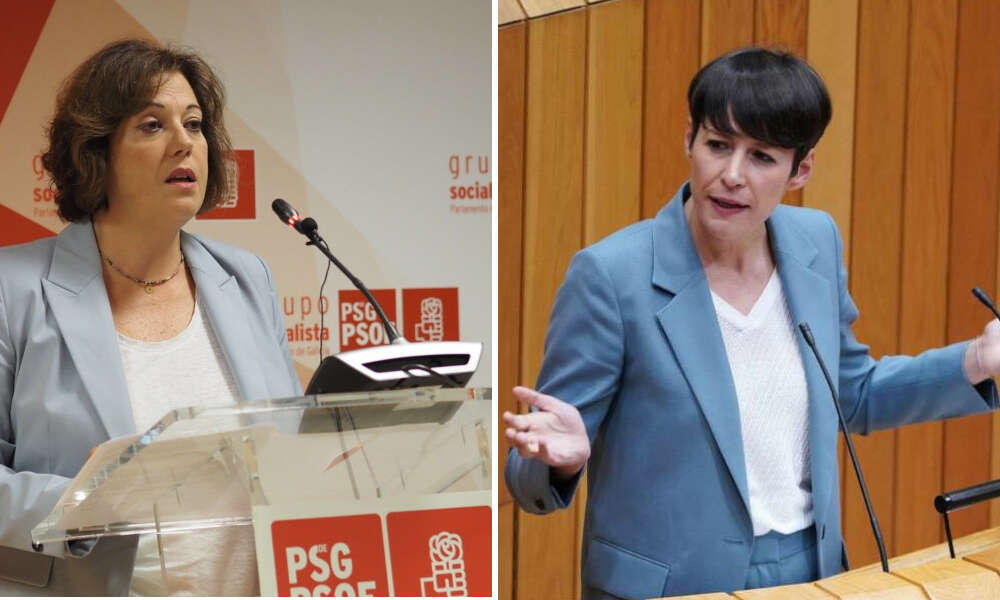 La viceportavoz parlamentaria del PSdeG, Begoña Rodríguez Rumbo, junto a la portavoz nacional del BNG, Ana Pontón