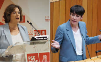 La viceportavoz parlamentaria del PSdeG, Begoña Rodríguez Rumbo, junto a la portavoz nacional del BNG, Ana Pontón