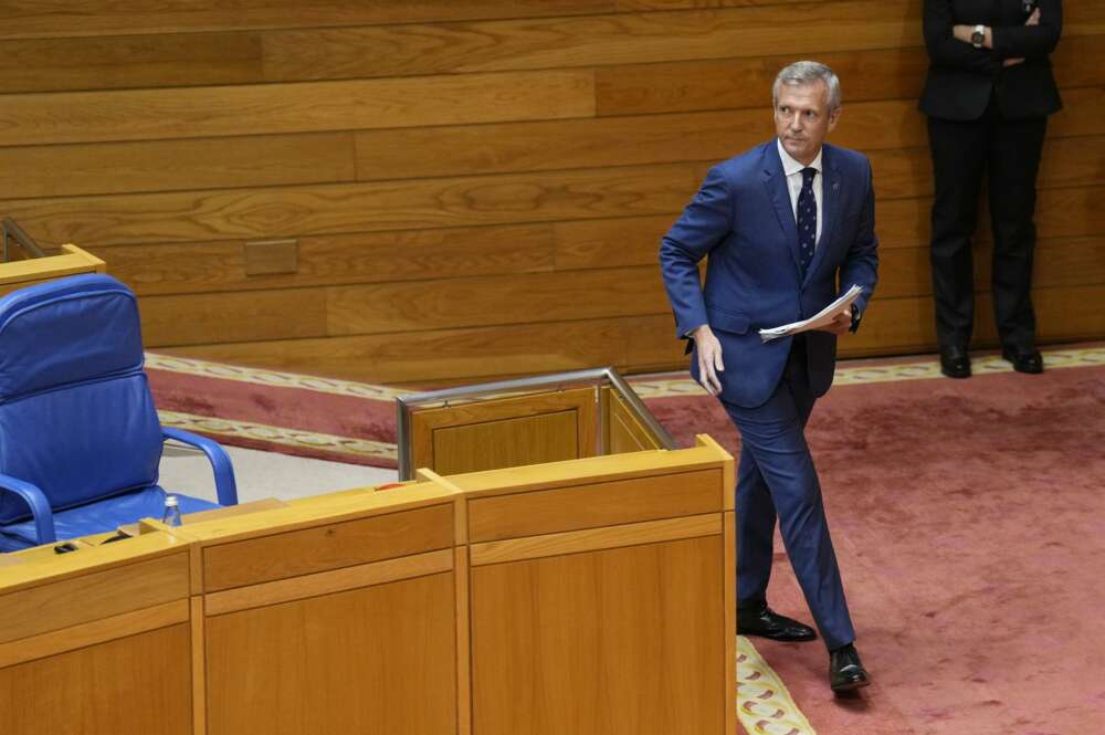 El presidente de la Xunta de Galicia, Alfonso Rueda, durante el debate sobre el estado de la autonomía de Galicia / Álvaro Ballesteros