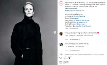 Publicación en el perfil de Instagram de Massimo Dutti con la actriz Charlotte Rampling