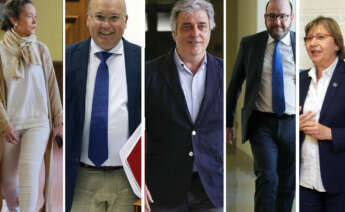 De izquierda a derecha, Mar Sánchez Sierra, Miguel Tellado, Pedro Puy, Álvaro Pérez y Rosa Quintana