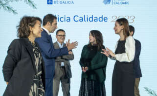 La conselleira de Economía, María Jesús Lorenzana, acompañada de los conselleiros de Medio Rural, José González, y Mar, Alfonso Villares, presentaron el balance de Galicia Calidade en 2023