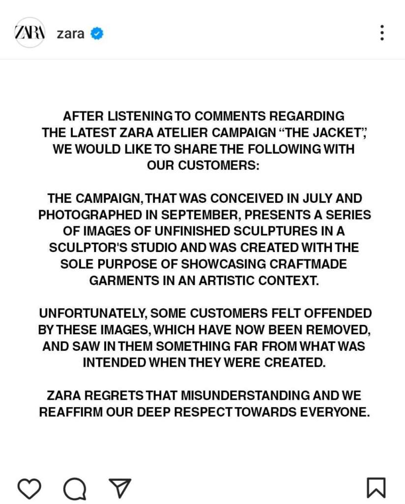 Zara retira una campaña publicitaria