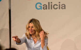 La líder de Sumar y vicepresidenta segunda del Gobierno, Yolanda Díaz, durante la presentación del proyecto de Sumar Galicia, en Palexco, a 16 de diciembre, en A Coruña, Galicia (España). Yolanda Díaz ha asistido hoy a A Coruña para presentar la comisión