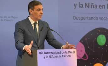 El presidente del Gobierno, Pedro Sánchez, clausura el acto del 'Día de la Mujer y la Niña en la Ciencia: despertando vocaciones STEM' / Europa Press