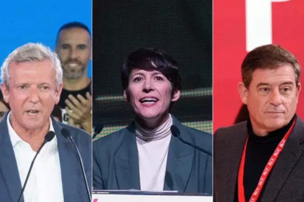 Alfonso Rueda, Ana Pontón y José Ramón Gómez Besteiro, candidatos de PP, BNG y PSOE para el 18-F / Europa Press