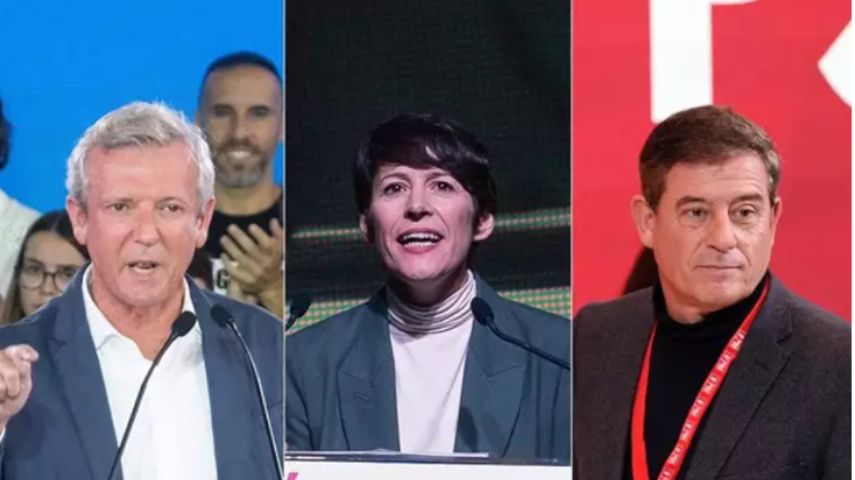 Alfonso Rueda, Ana Pontón y José Ramón Gómez Besteiro, candidatos de PP, BNG y PSOE para el 18-F / Europa Press