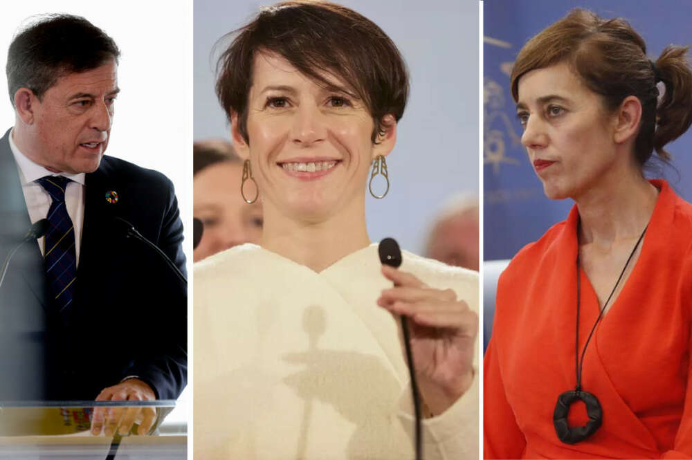 De izquierda a derecha, José Ramón Gómez Besteiro, Ana Pontón y Marta Lois