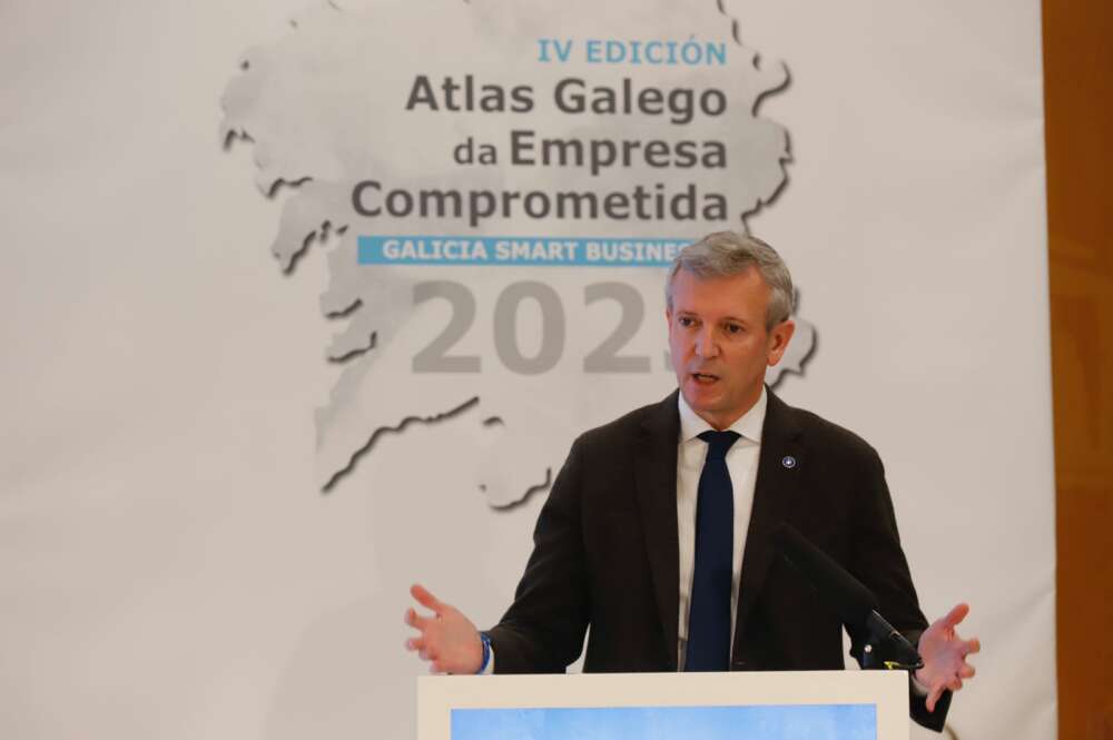 Alfonso Rueda durante su intervención en la presentación del Atlas Gallego de la Empresa Comprometida / Xurxo Lobato