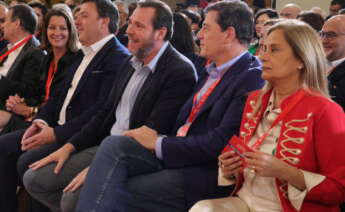 Valentín González Formoso, Óscar Puente, José Ramón Gómez Besteiro y Carmela Silva, durante el Congreso Extraordinario del PSdeG-PSOE / PSdeG