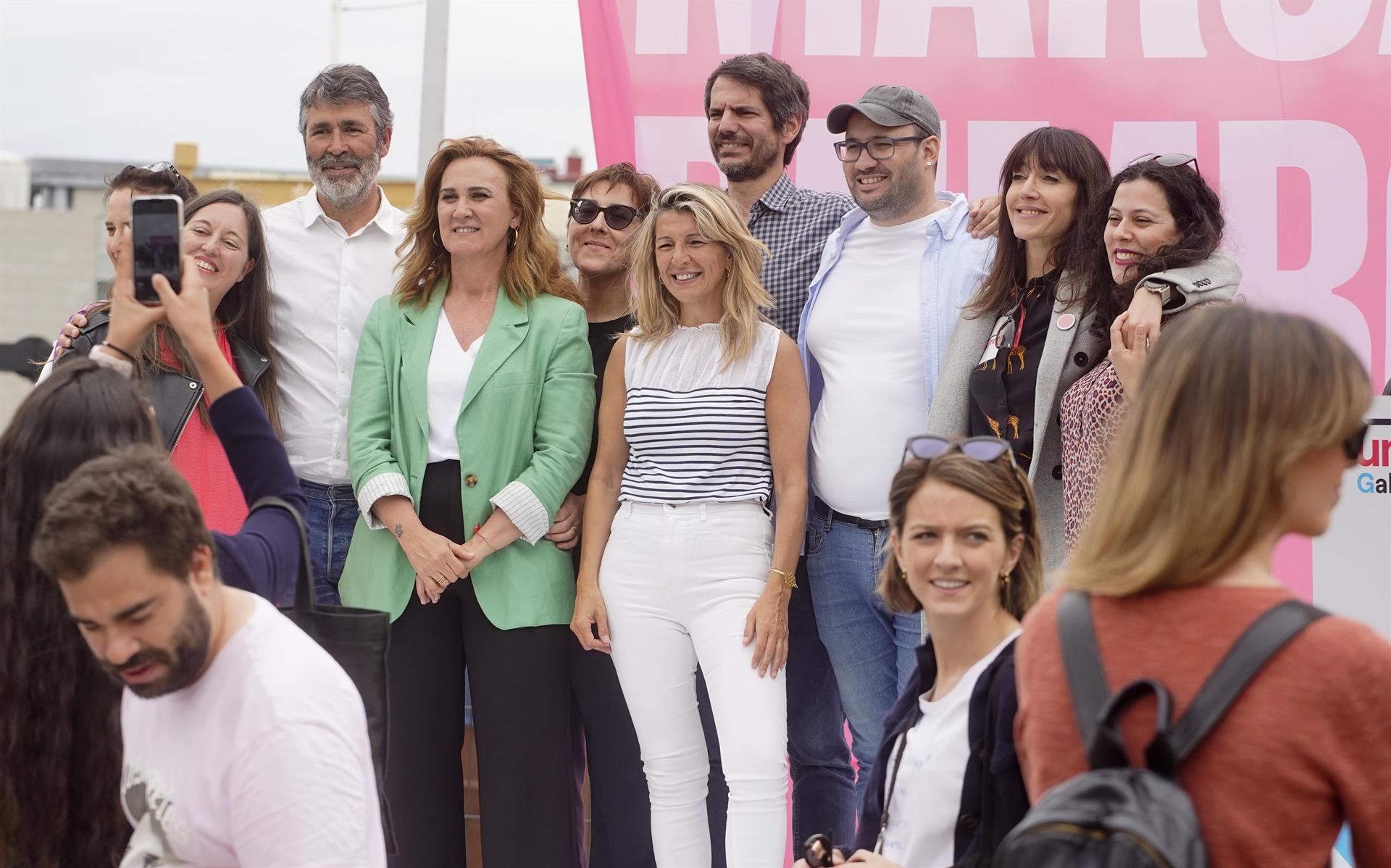 Yolanda Díaz, en un mitin de Sumar en Vigo por las elecciones europeas.