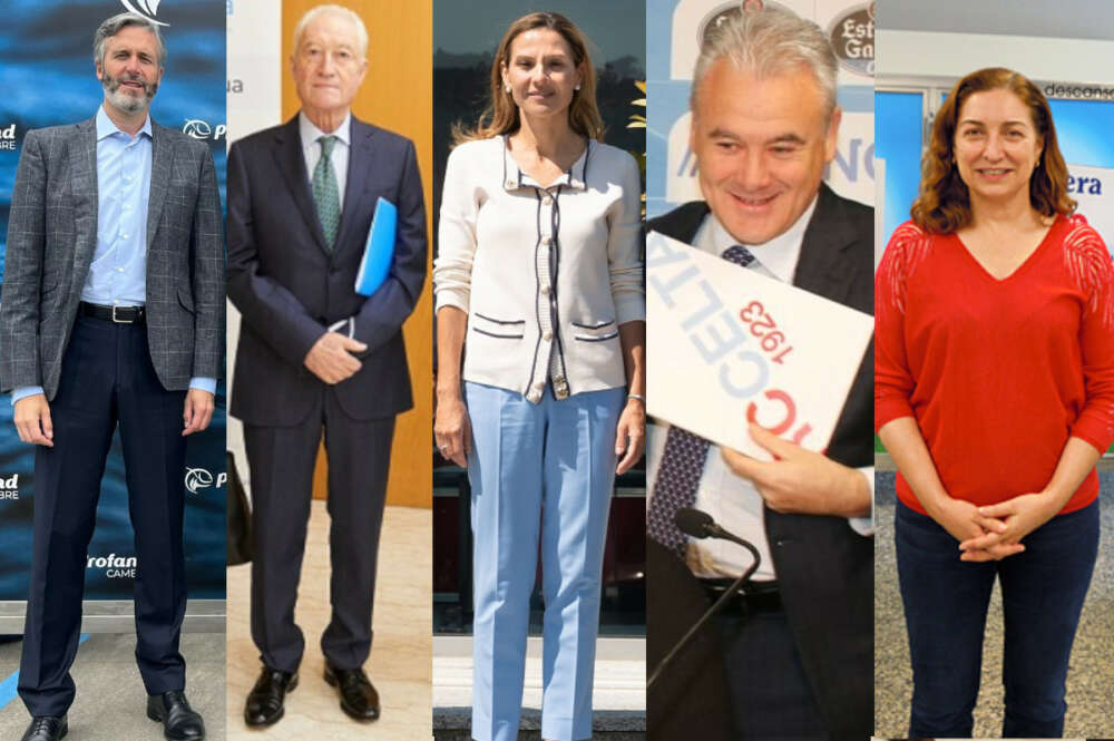 De izquierda a derecha, Enrique García Chillón (Profand), José Fariña Varela (Ibermutura), María Gómez Franqueira (Coren), Alfredo Blanco (Copasa) y Carmen Lence (Grupo Lence)