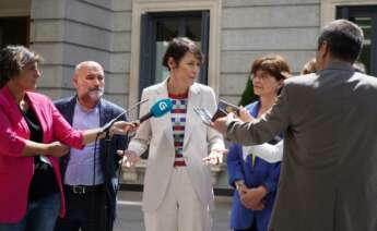 Ana Pontón, portavoz nacional del BNG, en declaraciones frente al Congreso.