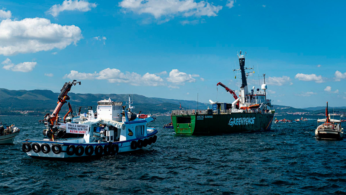 Protesta contra Altri en la ría de Arousa, a 12 de junio de 2024, Illa de Arousa (Pontevedra)