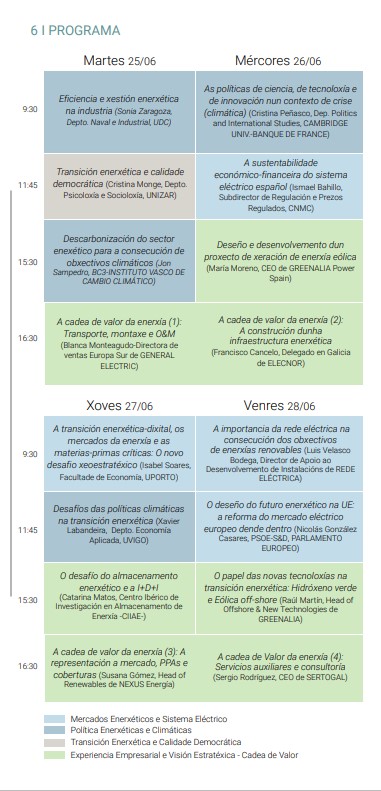 Programa del curso de verano de la Cátedra Greenalia UDC