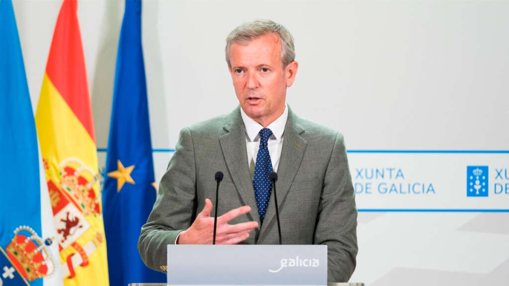 El presidente de la Xunta, Alfonso Rueda, en la rueda de prensa posterior a la reunión de la Xunta