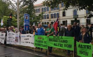 Imagen de una protesta contra los proyectos de Altri y Aratel en la provincia de Lugo