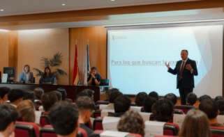 Venancio Salcines, presidente del Consejo Rector de Cesuga, durante la inauguración del curso académico 2024-25