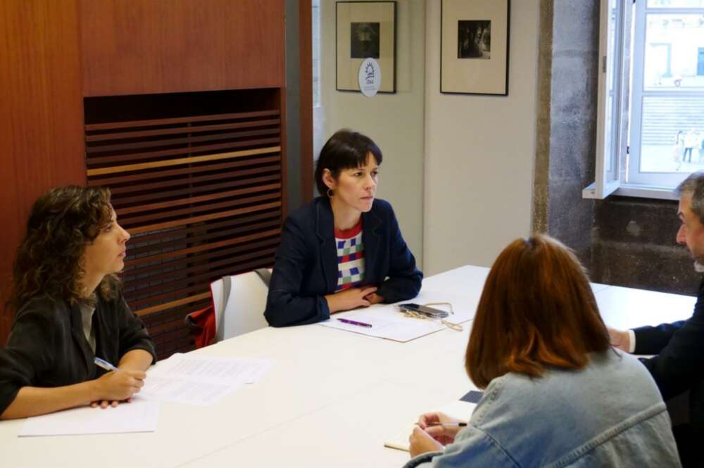 La portavoz nacional del BNG, Ana Pontón, en una reunión en el COAG / BNG