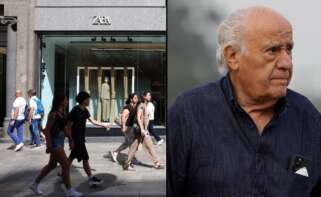 Una tienda de Zara al lado de una imagen de archivo de Amancio Ortega