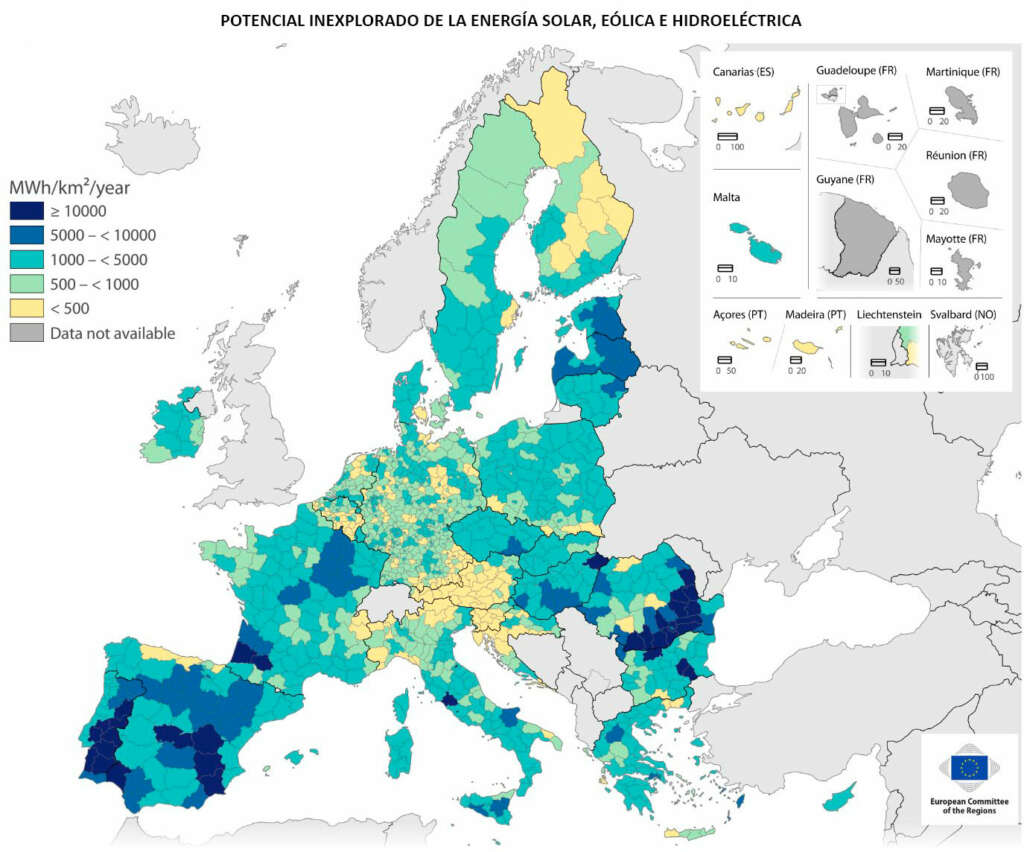 Mapas con el potencial sin explorar de la energía solar, eólica e 