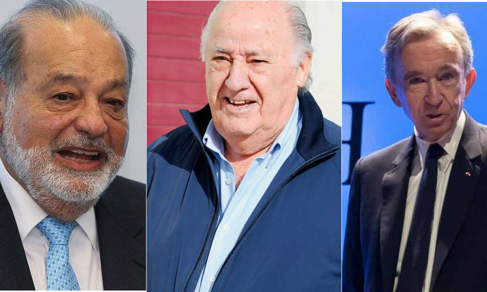 Carlos Slim, junto a Amancio Ortega y Bernard Arnault