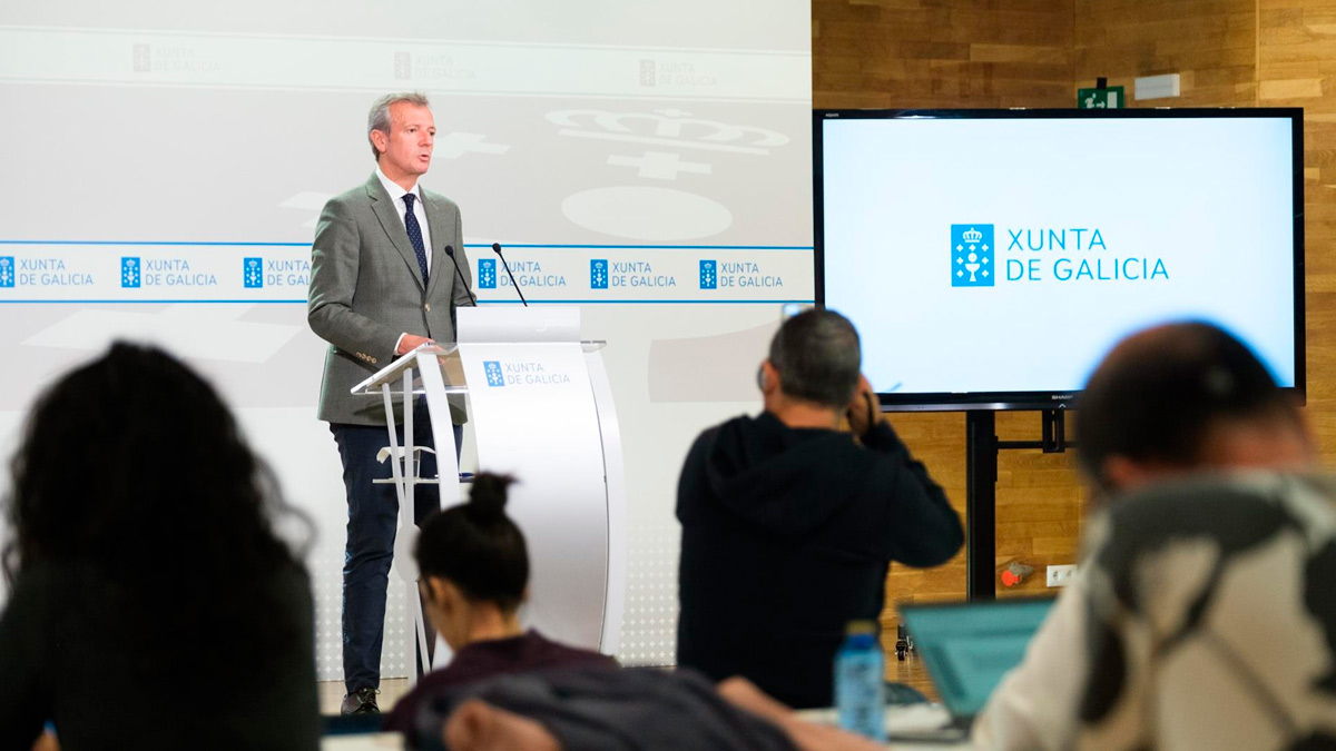 El presidente de la Xunta, Alfonso Rueda, en rueda de prensa