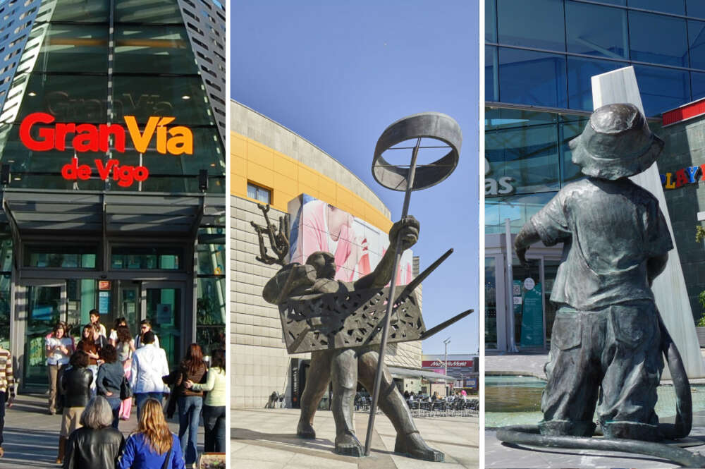 Imagen de los centros comerciales Gran Vía de Vigo, Marineda City de A Coruña y As Termas de Lugo