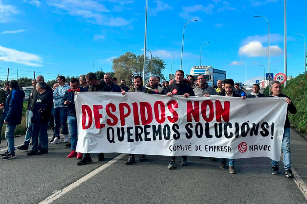 Protesta de trabajadores de la empresa Navec