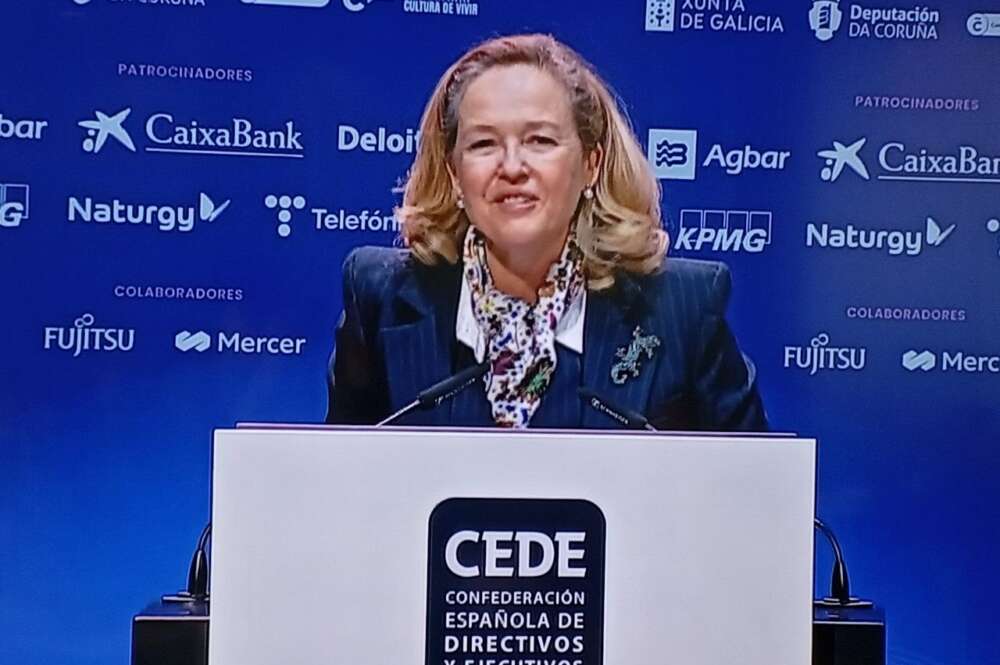 La presidenta del BEI, Nadia Calviño, en el Congreso de Directivos CEDE celebrado en A Coruña